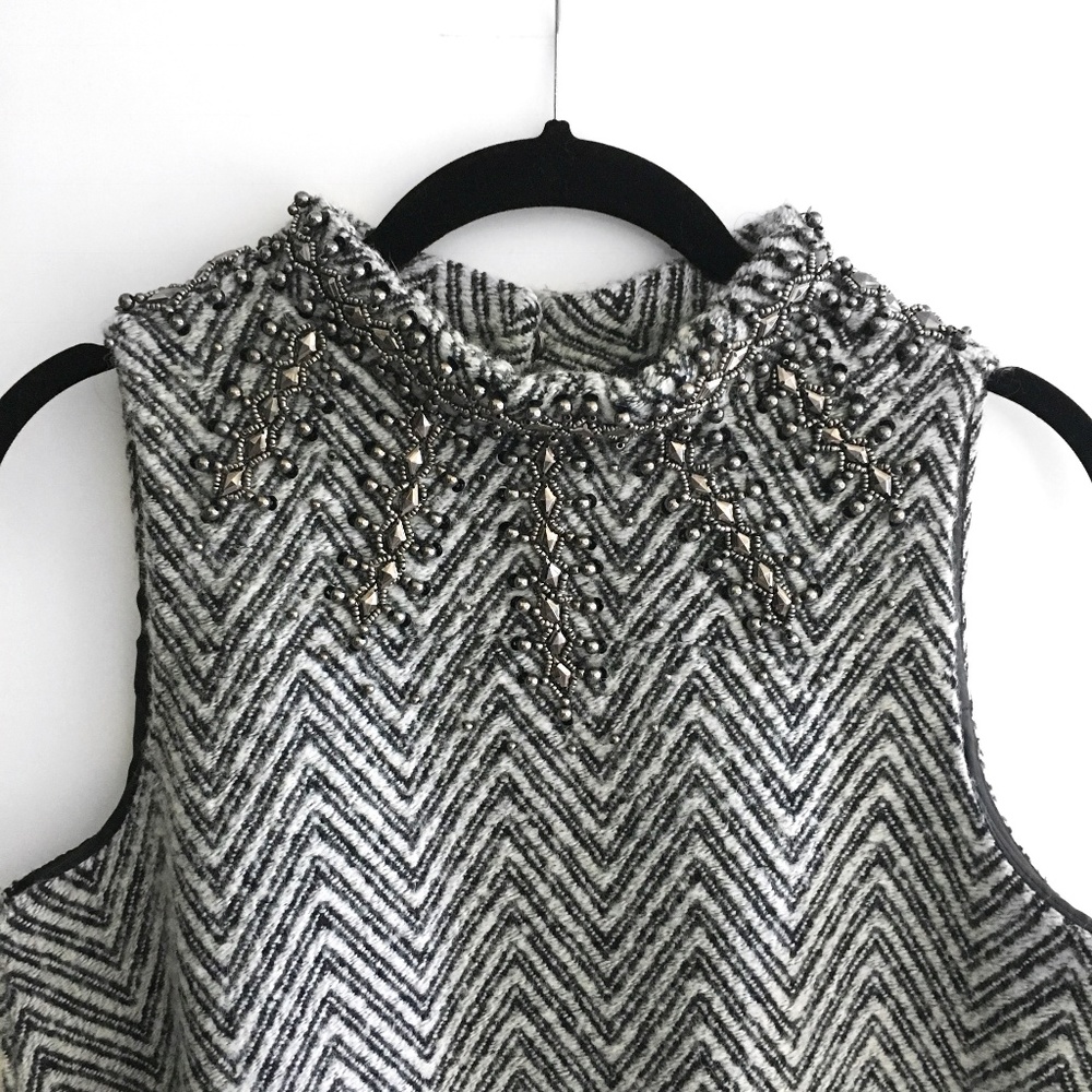 Embellished Chevron Sleeveless High Neck Dress - Picture 3 of 4